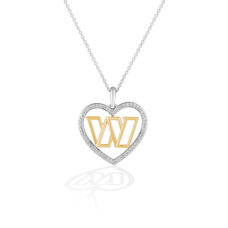 Main Image 1 of True Fans Washington Commanders 1/10 CT. T.W. Diamond Heart Necklace in Sterling Silver & 10K Yellow Gold