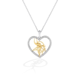 True Fans Minnesota Vikings 1/10 CT. T.W. Diamond Heart Necklace in Sterling Silver & 10K Yellow Gold