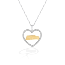 True Fans Seattle Seahawks 1/10 CT. T.W. Diamond Heart Necklace in Sterling Silver & 10K Yellow Gold