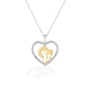 Thumbnail Image 1 of True Fans Los Angeles Rams 1/10 CT. T.W. Diamond Heart Necklace in Sterling Silver & 10K Yellow Gold