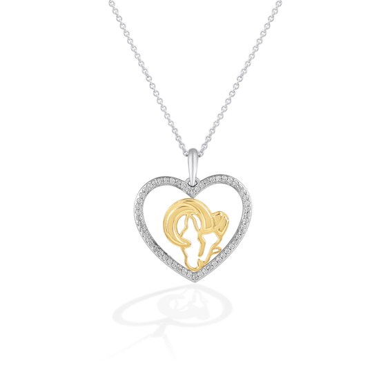 True Fans Los Angeles Rams 1/10 CT. T.W. Diamond Heart Necklace in Sterling Silver & 10K Yellow Gold