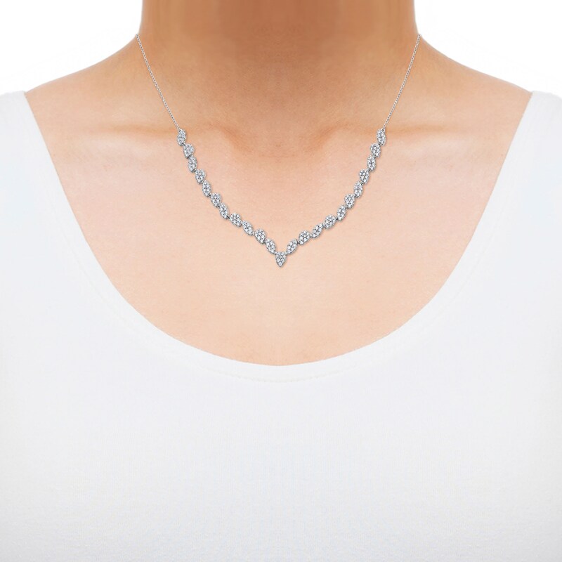 Main Image 2 of Multi-Diamond Chevron Necklace 1 ct tw 14K White Gold 18&quot;