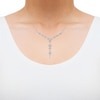 Thumbnail Image 2 of Princess & Round-Cut Diamond Scatter Y-Drop Necklace 1-1/4 ct tw 14K White Gold 18"