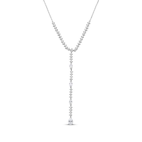 Marquise & Round-Cut Diamond Y Drop Necklace 2-1/2 ct tw 14K White Gold 18"