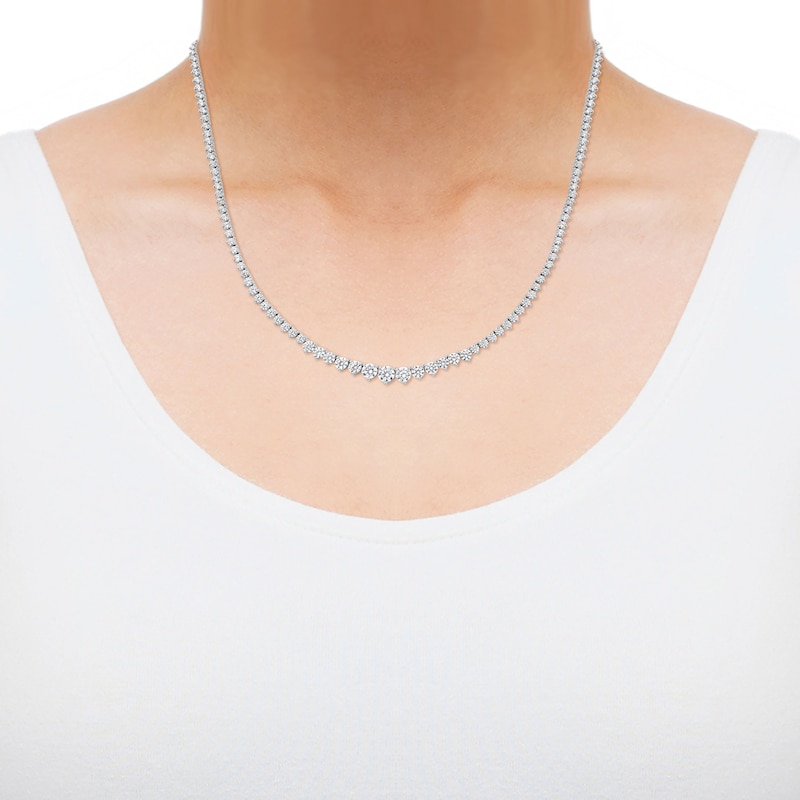 Main Image 4 of Diamond Graduated Riviera Necklace 7 ct tw 14K White Gold 16&quot;