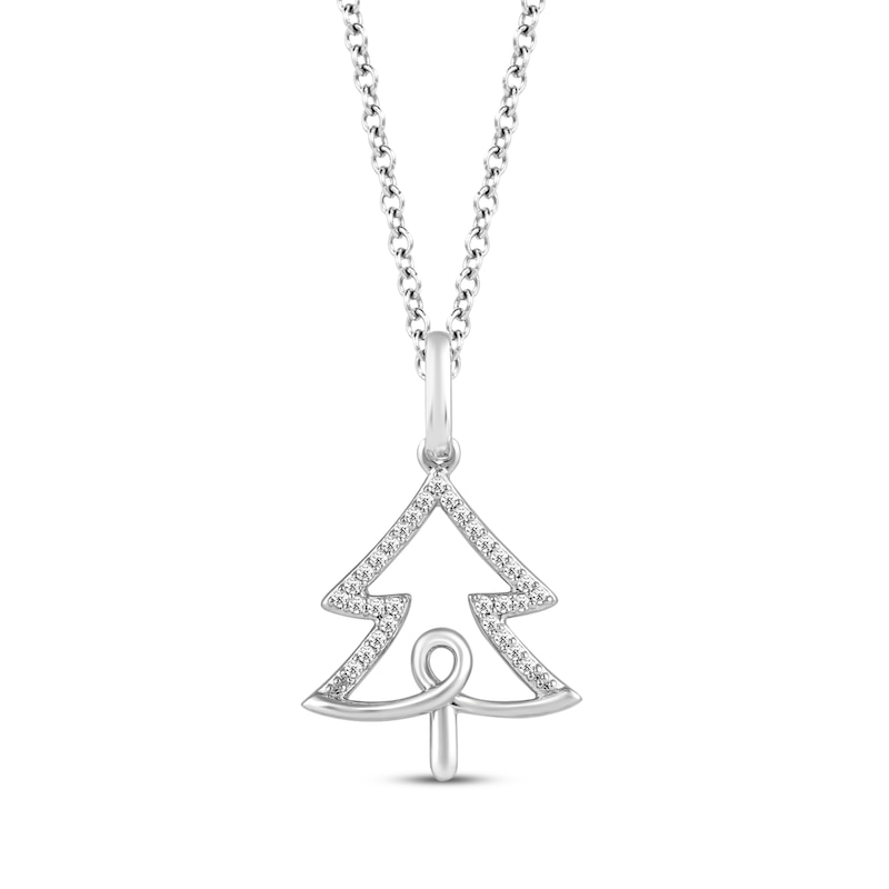 Main Image 1 of Hallmark Diamonds Christmas Tree Necklace 1/20 ct tw Sterling Silver 18&quot;