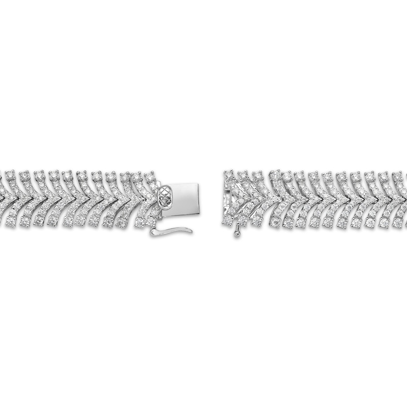 Main Image 3 of Diamond Flared Herringbone Necklace 20 ct tw 14K White Gold 18&quot;
