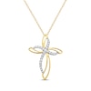 Thumbnail Image 1 of Diamond Double Cross Necklace 1/2 ct tw 10K Two-Tone Gold 18&quot;