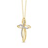 Thumbnail Image 2 of Diamond Double Cross Necklace 1/2 ct tw 10K Two-Tone Gold 18&quot;
