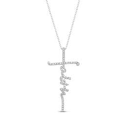 Diamond &quot;Faith&quot; Cross Necklace 1/3 ct tw 10K White Gold 18&quot;