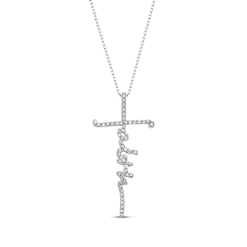Main Image 1 of Diamond &quot;Faith&quot; Cross Necklace 1/3 ct tw 10K White Gold 18&quot;