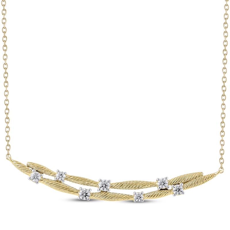 Main Image 1 of Diamond Station Necklace 1/4 ct tw 10K Yellow Gold 19&quot;