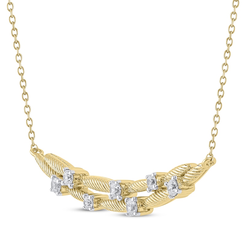 Main Image 2 of Diamond Station Necklace 1/4 ct tw 10K Yellow Gold 19&quot;