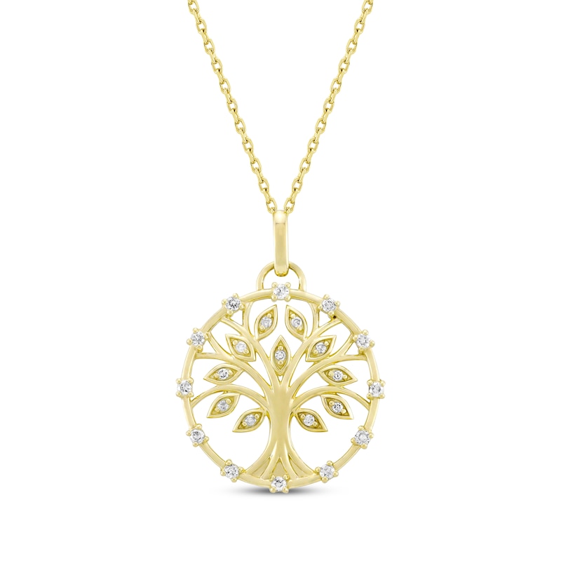 Main Image 1 of Diamond Family Tree Necklace 1/5 ct tw 10K Yellow Gold 18&quot;