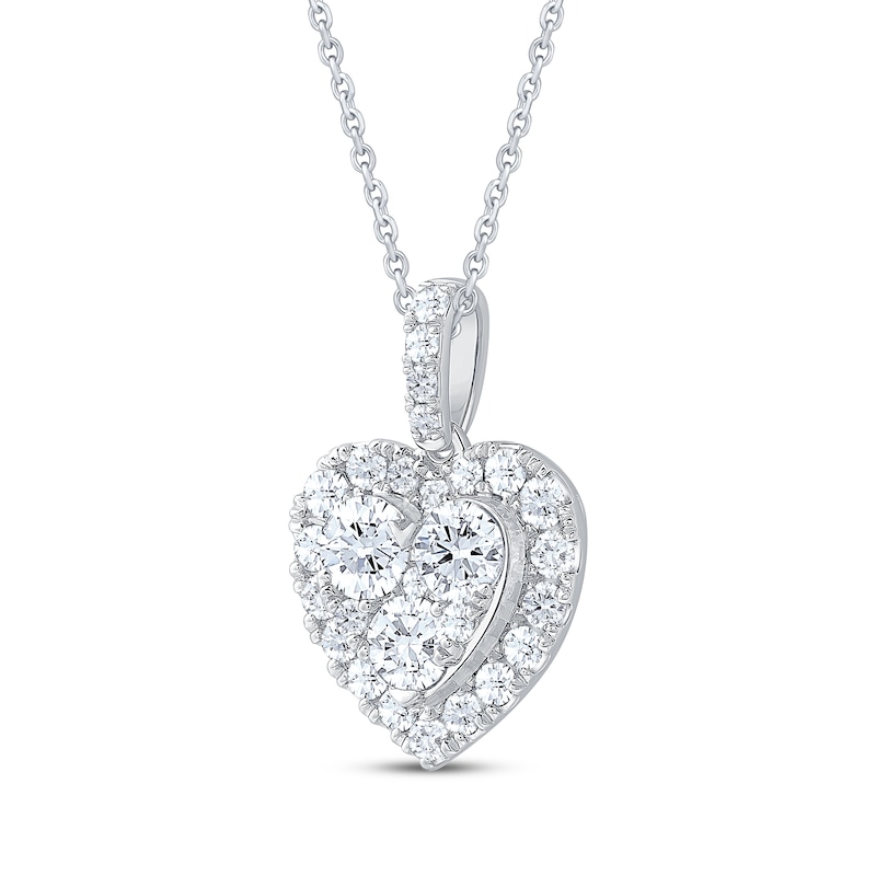 Main Image 2 of Multi-Diamond Heart-Shaped Necklace 1 ct tw 10K White Gold 18&quot;