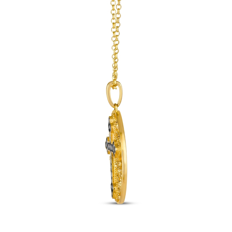 Main Image 2 of Le Vian Diamond Filigree Oval Medallion Cross Necklace 1/2 ct tw 14K Honey Gold 19&quot;