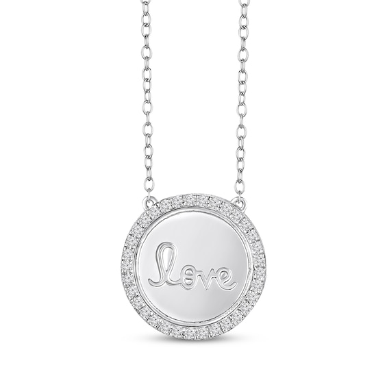 Diamond "Love" Medallion Necklace 1/4 ct tw Sterling Silver 18"