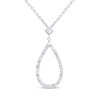 Thumbnail Image 1 of Baguette & Round-Cut Diamond Open Teardrop Necklace 1/2 ct tw 10K White Gold 18&quot;
