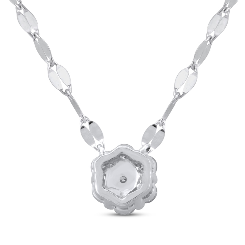 Main Image 3 of Multi-Diamond Flower Forzatina Chain Necklace 1/4 ct tw 10K White Gold 18&quot;