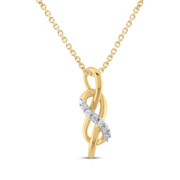Diamond Infinity Knot Necklace 1/20 ct tw 10K Yellow Gold 18"