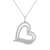 Thumbnail Image 1 of Diamond Double Tilted Heart Necklace 3/4 ct tw 10K White Gold 18&quot;