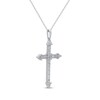 Thumbnail Image 2 of Baguette-Cut Diamond Cross Necklace 1/2 ct tw 10K White Gold 18&quot;