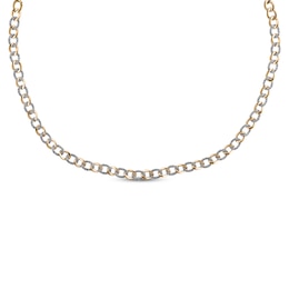 Diamond Alternating Curb Chain Necklace 1-1/2 ct tw 10K Yellow Gold 18"