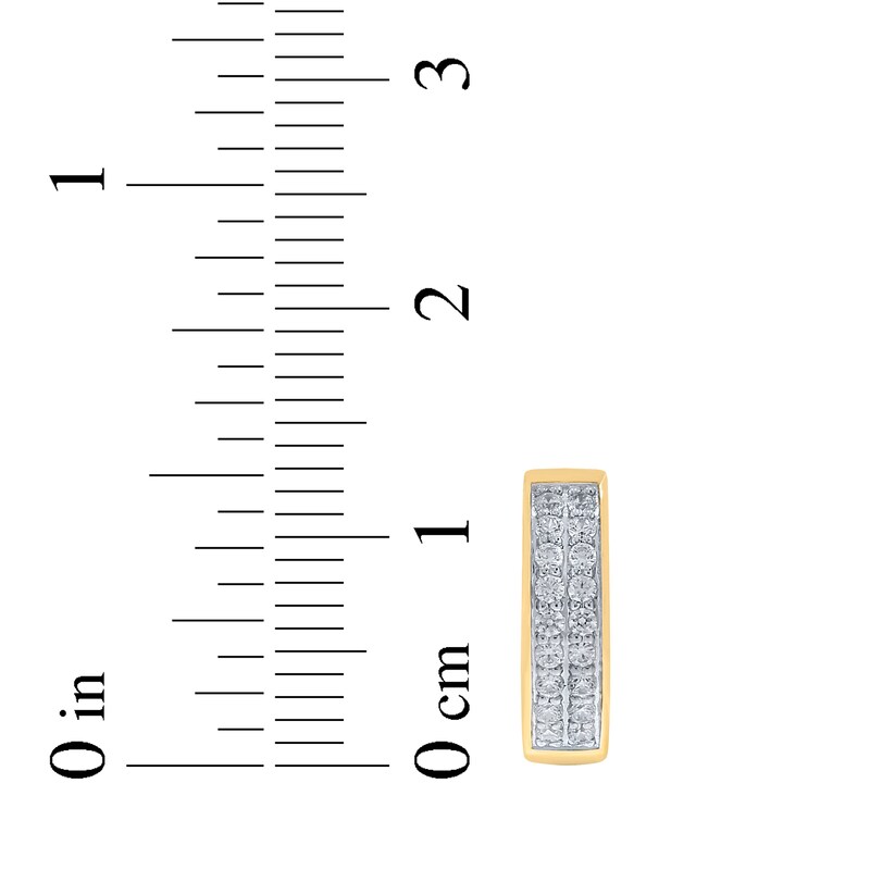 Main Image 4 of Men's Diamond Double-Row Huggie Hoop Earrings 1/3 ct tw 10K Yellow Gold