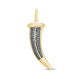 Men's Black Diamond Italian Horn Charm 1/2 ct tw 10K Yellow Gold