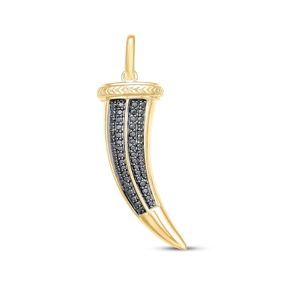 Men's Black Diamond Italian Horn Charm 1/2 ct tw 10K Yellow Gold