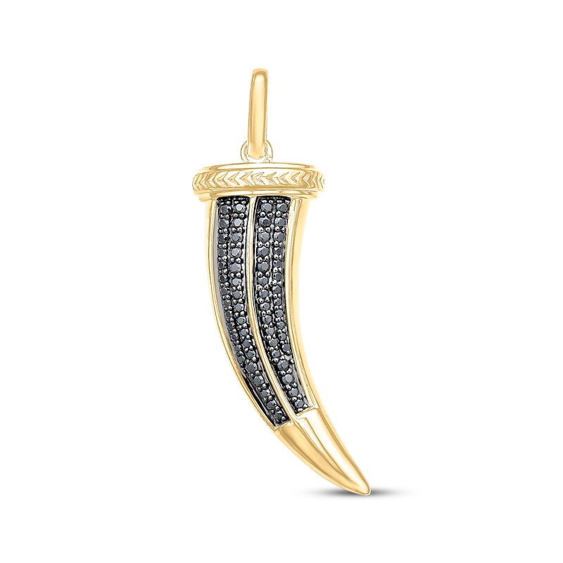 Main Image 1 of Men's Black Diamond Italian Horn Charm 1/2 ct tw 10K Yellow Gold
