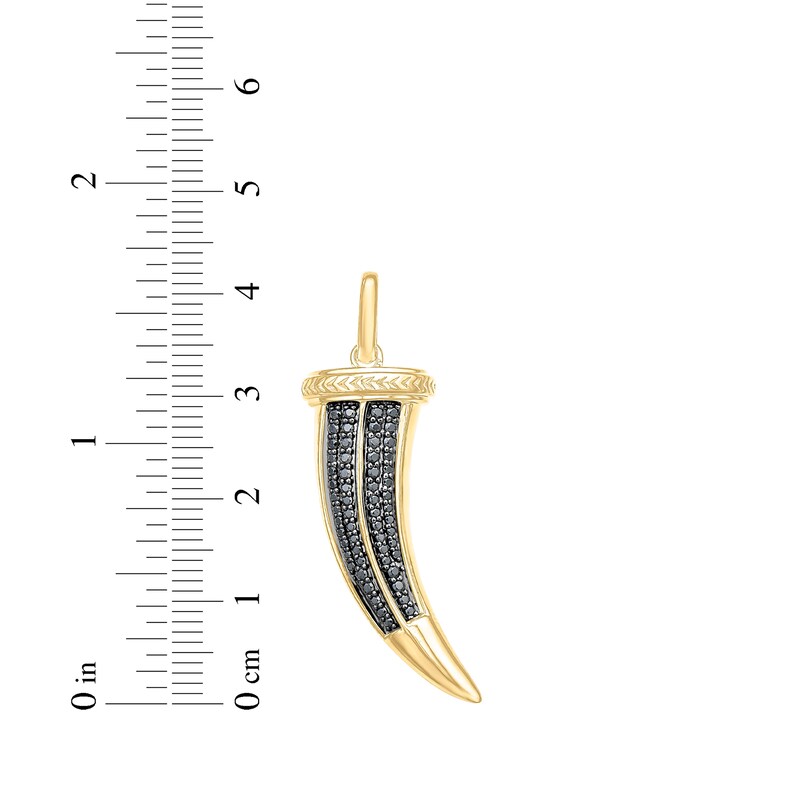 Main Image 2 of Men's Black Diamond Italian Horn Charm 1/2 ct tw 10K Yellow Gold