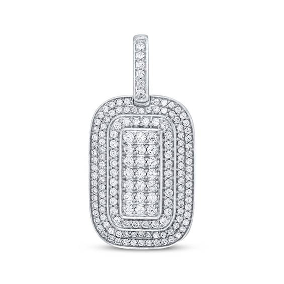 Men's Diamond Dog Tag Charm 1-1/2 ct tw 10K White Gold