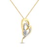 Thumbnail Image 2 of Multi-Diamond Double Heart Cluster Necklace 1/4 ct tw 10K Yellow Gold 18&quot;