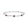 Thumbnail Image 0 of Heart-Shaped Lab-Created Ruby & White Lab-Created Sapphire Link Bracelet Sterling Silver 7.25"