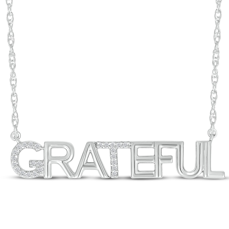 Main Image 1 of Diamond &quot;Grateful&quot; Necklace 1/15 ct tw Sterling Silver 18&quot;