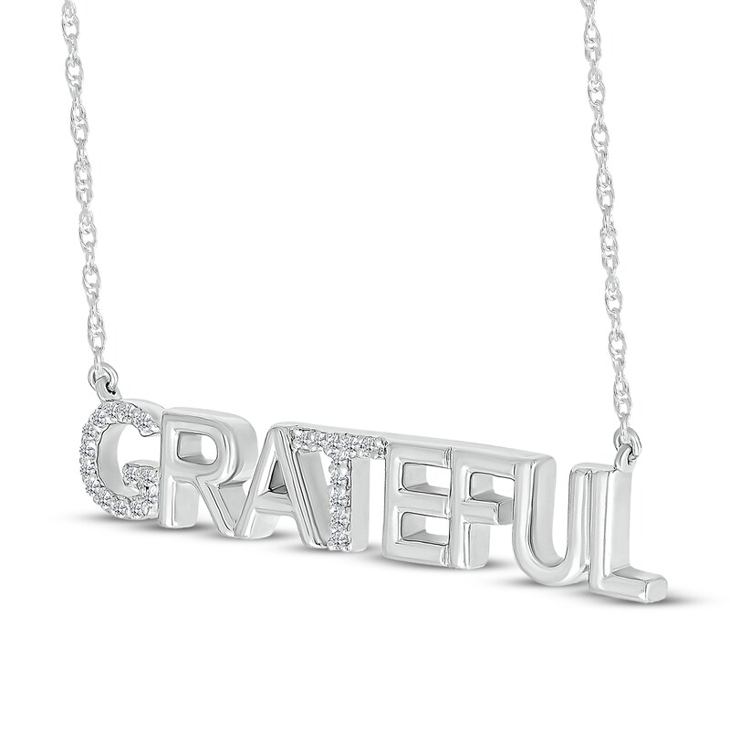 Main Image 2 of Diamond &quot;Grateful&quot; Necklace 1/15 ct tw Sterling Silver 18&quot;