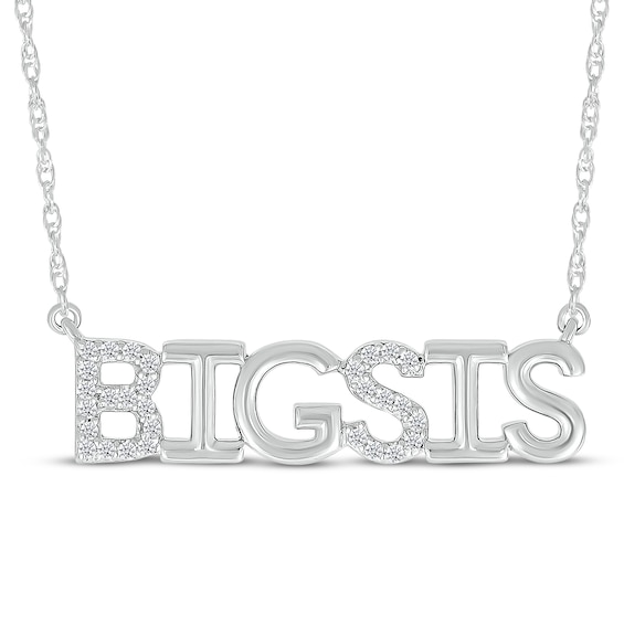 Diamond "Big Sis" Necklace 1/15 ct tw Sterling Silver 18"