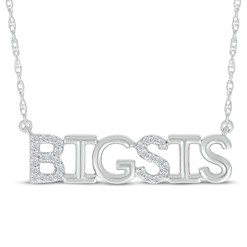 Main Image 1 of Diamond &quot;Big Sis&quot; Necklace 1/15 ct tw Sterling Silver 18&quot;