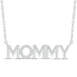 Diamond "Mommy" Necklace 1/15 ct tw Sterling Silver 18"