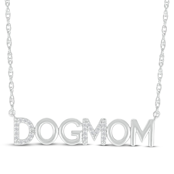 Diamond "Dog Mom" Necklace 1/15 ct tw Sterling Silver 18"