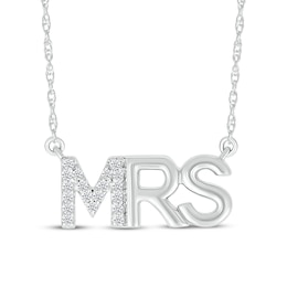 Diamond "Mrs." Necklace 1/20 ct tw Sterling Silver 18"