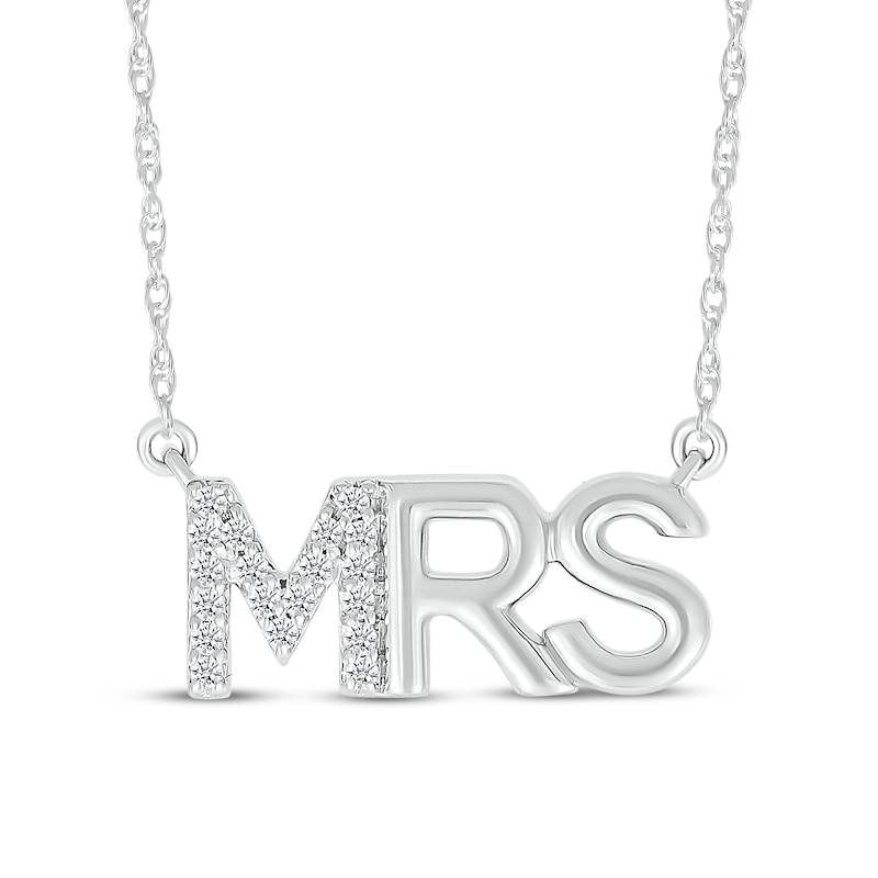 Main Image 1 of Diamond &quot;Mrs.&quot; Necklace 1/20 ct tw Sterling Silver 18&quot;