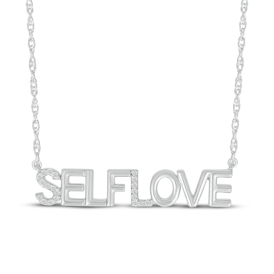Diamond "Self Love" Necklace 1/15 ct tw Sterling Silver 18"