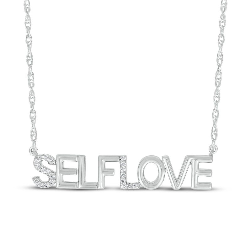 Main Image 1 of Diamond "Self Love" Necklace 1/15 ct tw Sterling Silver 18"