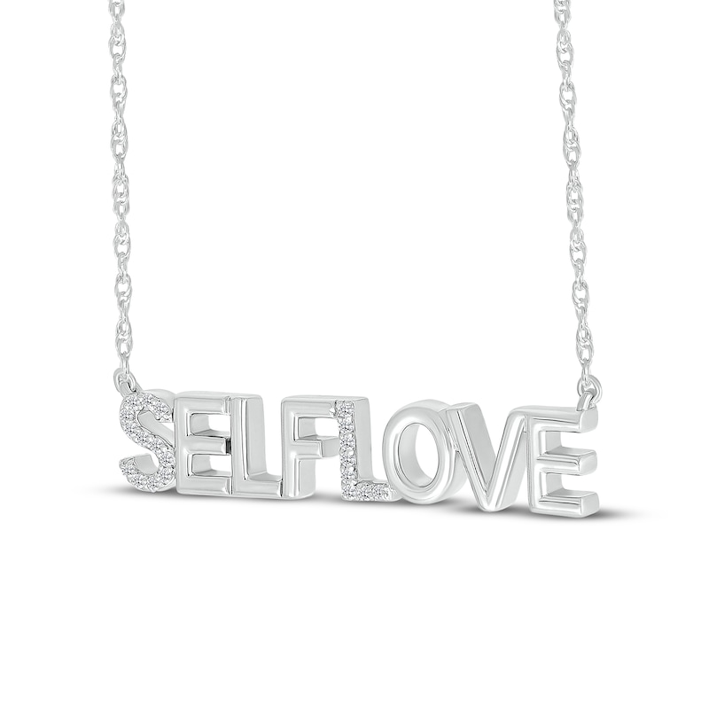 Main Image 2 of Diamond "Self Love" Necklace 1/15 ct tw Sterling Silver 18"