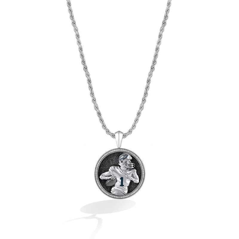 Main Image 1 of True Fans Player's Association Sterling Silver Pendant showcasing Jalen Hurts of the Philadelphia Eagles