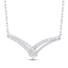 Thumbnail Image 1 of Princess-Cut Diamond Offset Chevron Necklace 1/5 ct tw 10K White Gold 18&quot;