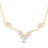 Thumbnail Image 1 of Princess-Cut Diamond Chevron Leaf Necklace 1/4 ct tw 10K Yellow Gold 19&quot;