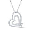 Thumbnail Image 1 of Diamond Tilted Double Heart Necklace 1/10 ct tw Sterling Silver 18&quot;